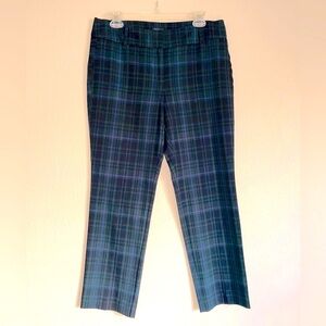 Ann Taylor Green Tartan Plaid Signature Fit Holiday Trouser Sz 8
